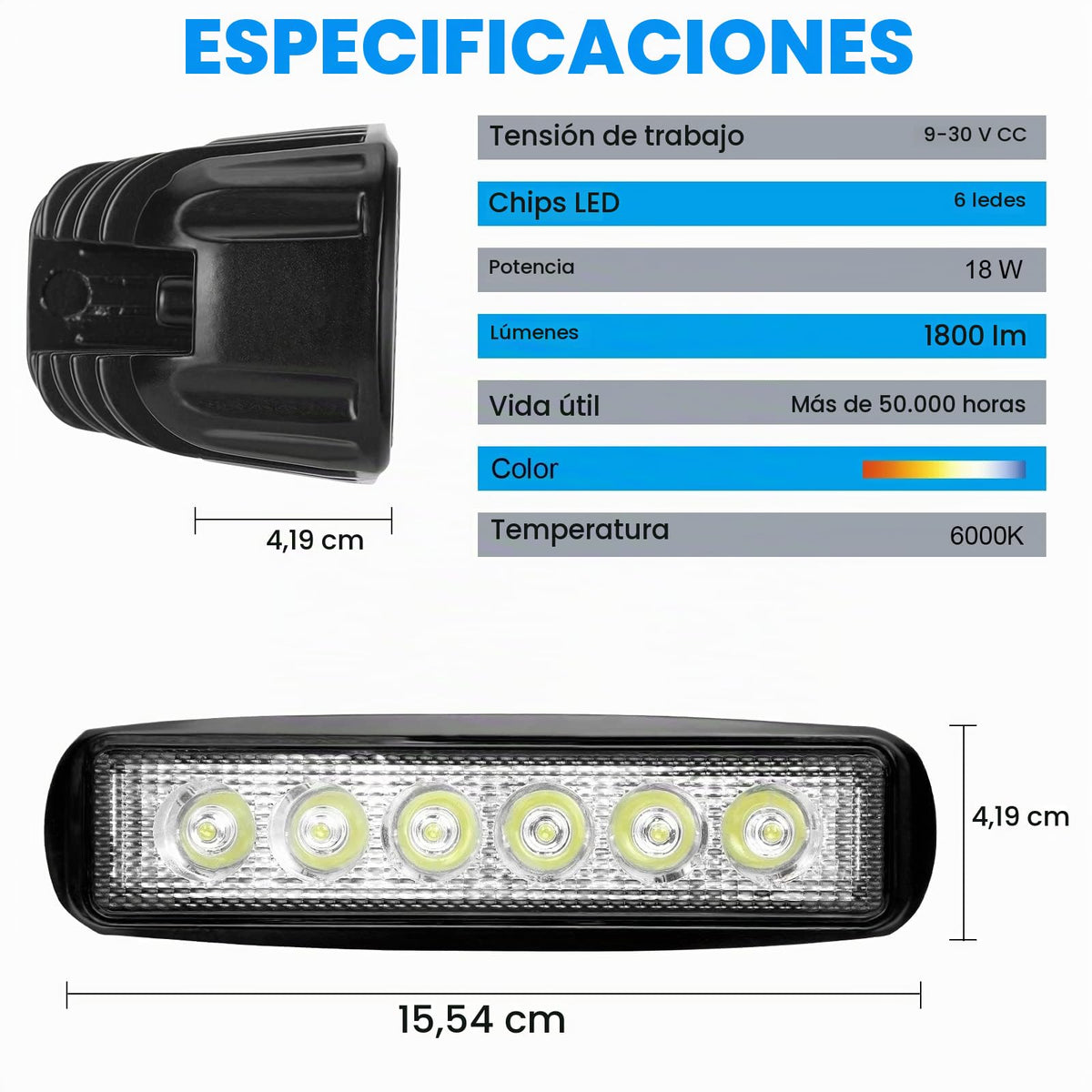 Kraumi 18W Faro Trabajo LED Focos de Coche 12V 24V Faros Led Tractor 9,200LM 6000K IP67 Impermeable Off-Road Foco de Trabajo LED para Moto ATV SUV Tractor Camión Barco(4 Piezas)