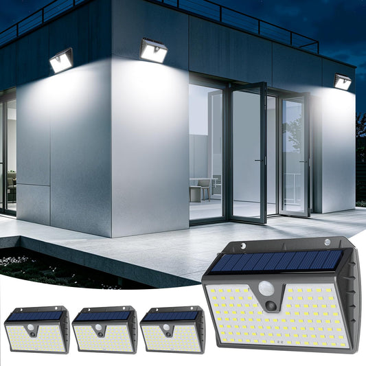 Luz Solar Exterior con Sensor de Movimiento, 4 Paquete/3 Modos IP65