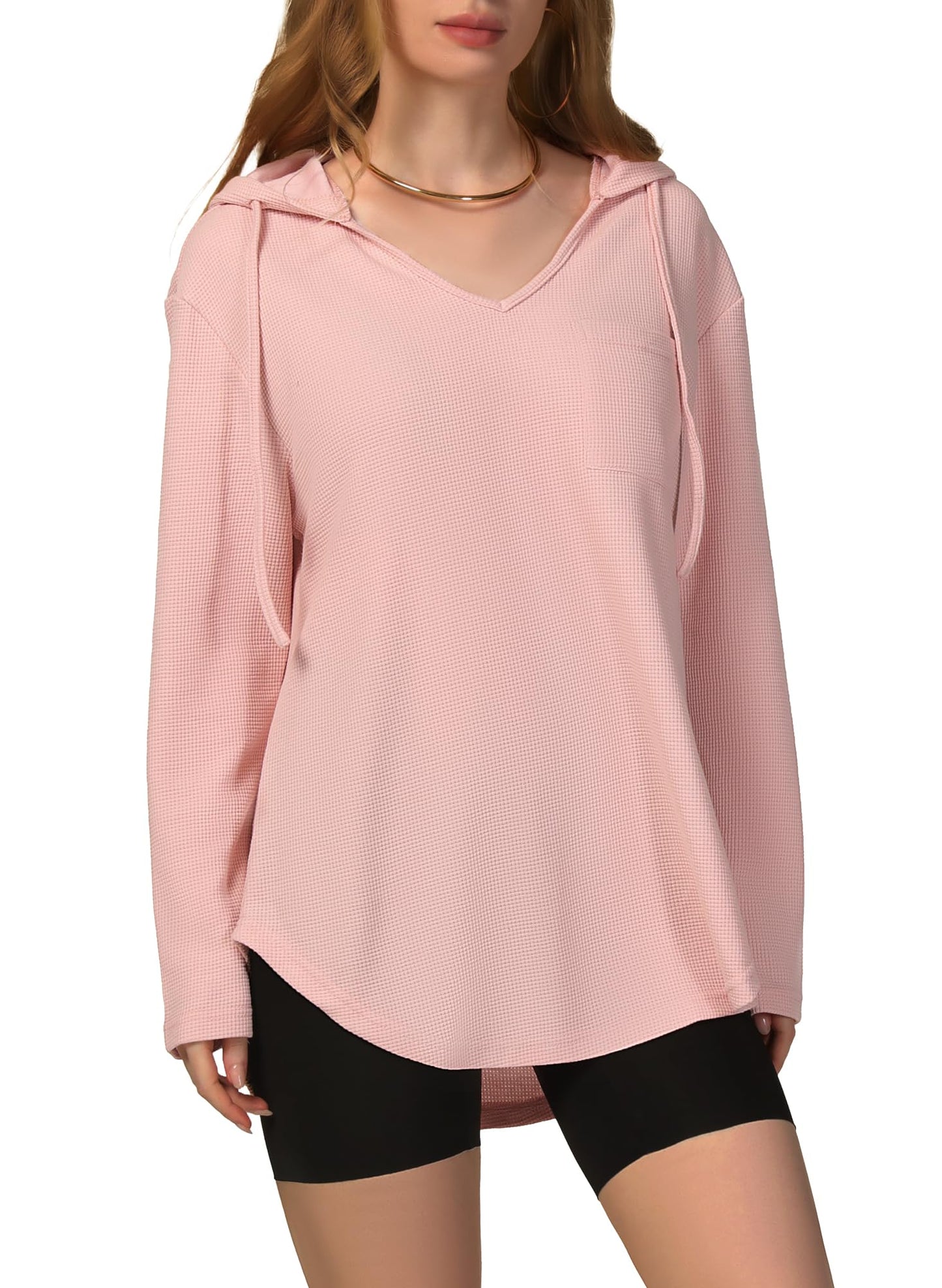 Tanmolo Sudadera con Capucha para Mujer de algodón con Mangas largas, Rosa Claro, XXL