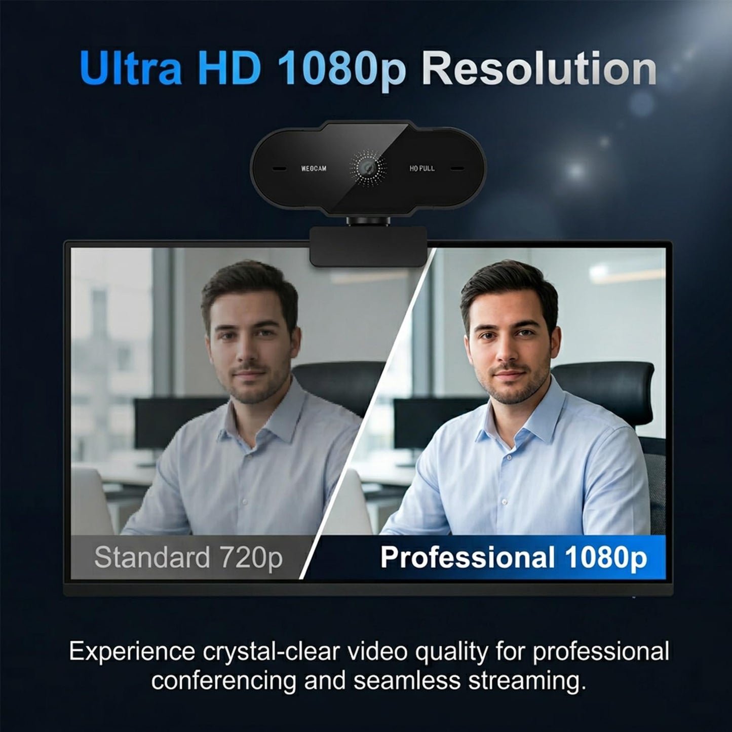 Webcam Full HD 1080P 30FPS,Anti-Ruido Soporte Giratorio 360° Ajustable