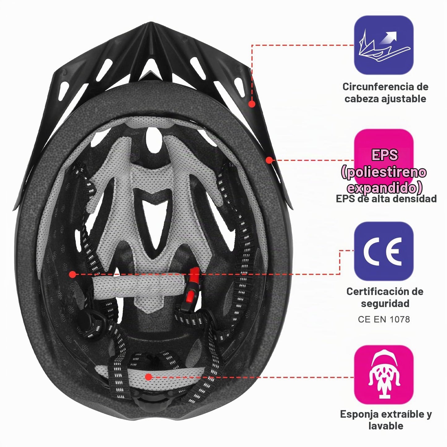 Casco Bicicleta Adulto, Casco Ciclismo Ligero Unisex 58-62cm