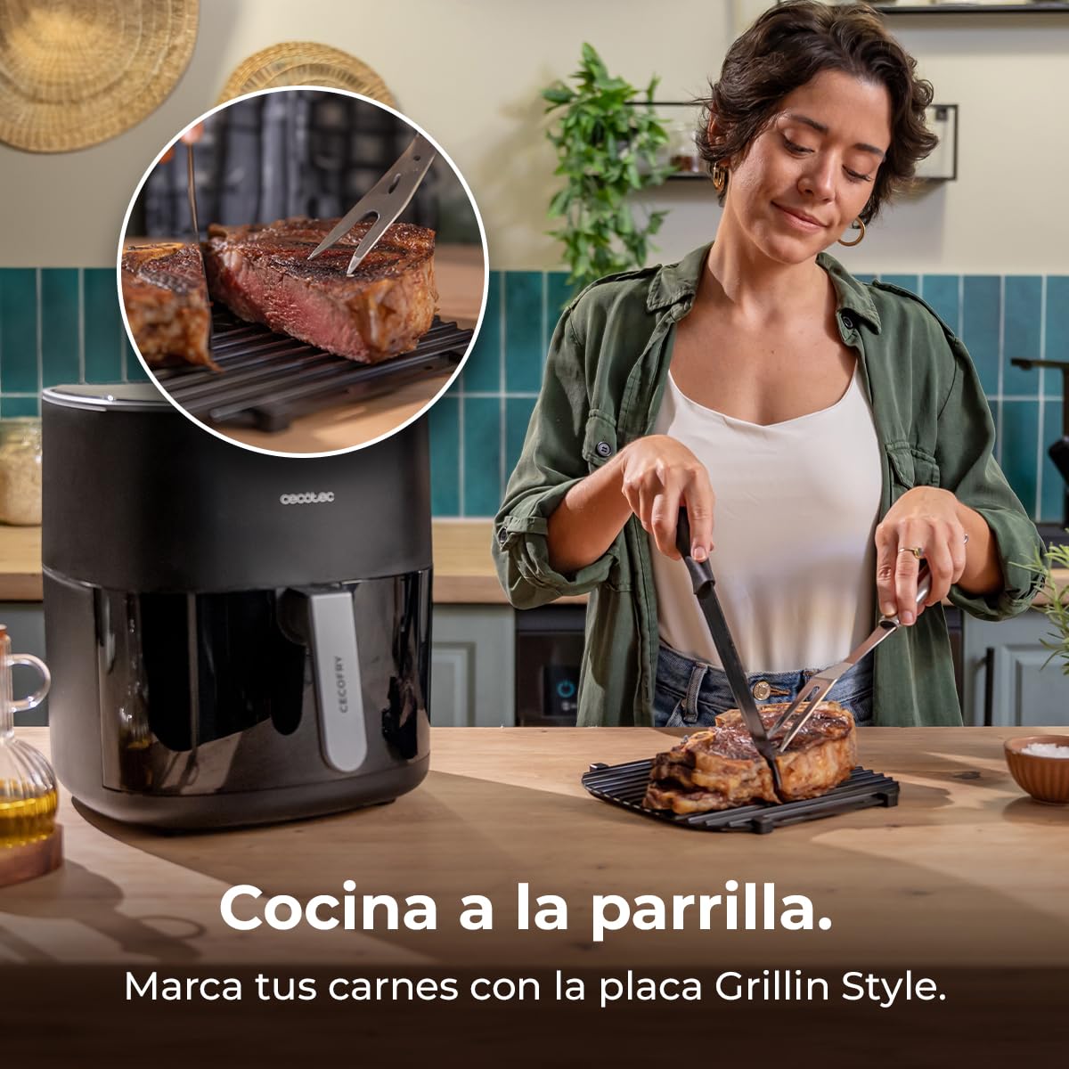 Cecotec Freidora de Aire 6,5 L Cecofry&Grill Duoheat 6500 Grill