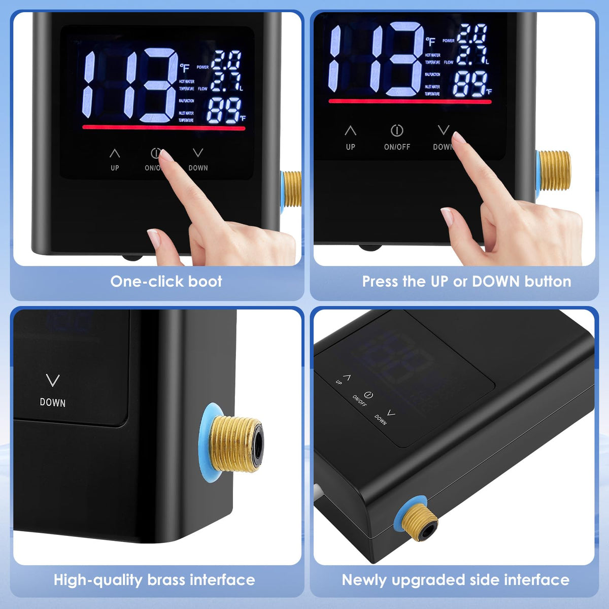 Eirolace Mini Calentador de Agua Eléctrico Instantáneo 6000W 220V, Calentador de Agua Instantáneo con Indicador de Temperatura y Mando a Distancia, Calentador de Agua IPX4 para Cocina, Ducha, Baño