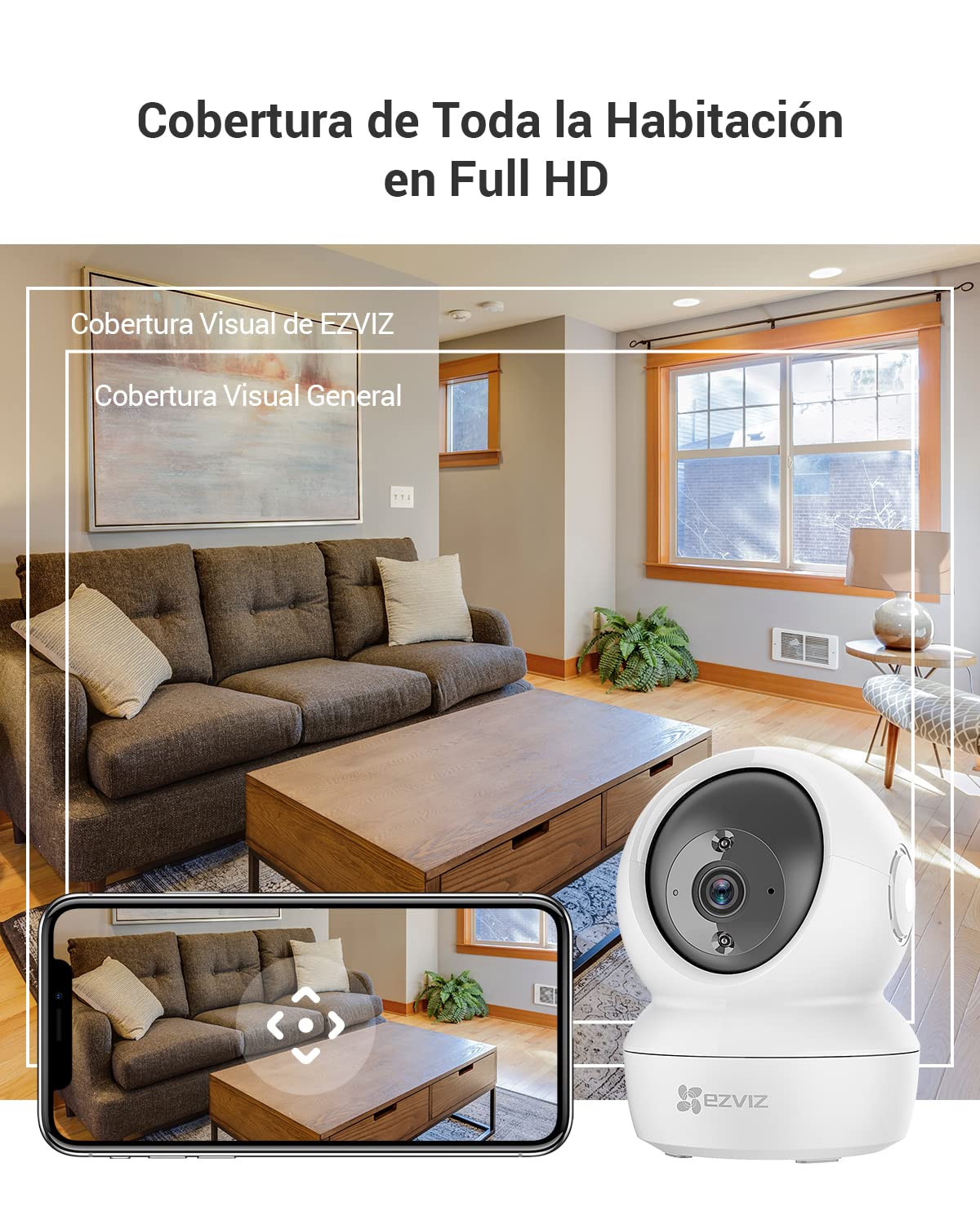 EZVIZ Kit de 2 Cámaras Vigilancia WiFi Interior 360º, C6N Camara Vigilancia Bebe 1080P, Visión Nocturna, Audio Bidireccional, Detección de Movimiento, Control Remoto, Blanco