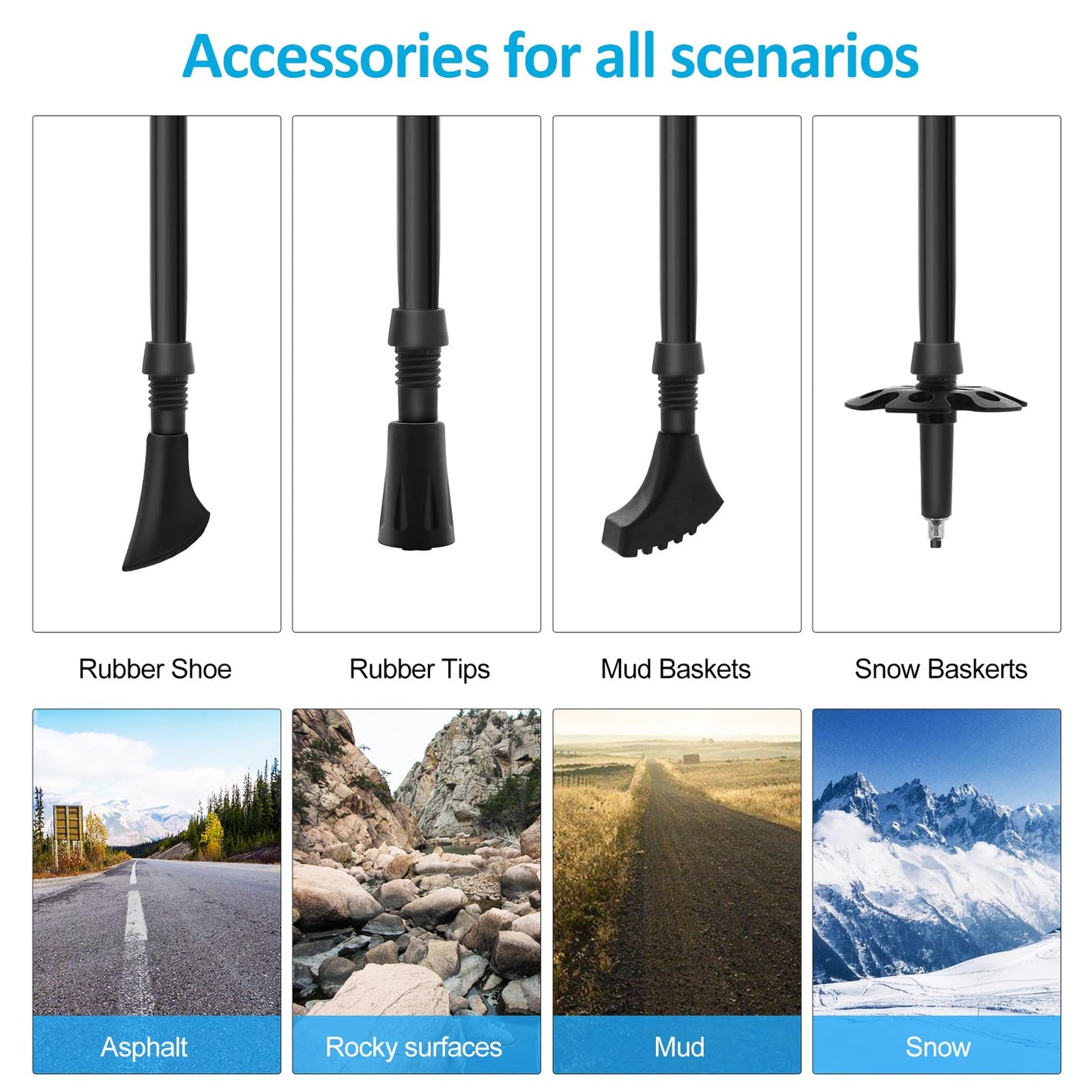 Anykuu 7075 Bastones de Senderismo de Aleación de Aluminio 2pcs y EVA Bastones Trekking Bastones Marcha Nordica Plegables Ajustar la Longitud 110-130CM para Senderismo Viaje Alpinismo Trail
