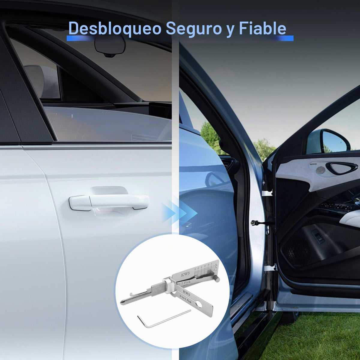 Kw5 - Decodificador de cerraduras y llaves maestras de hierro, herramienta de cerrajería profesional y lector de llaves de coche 2 en 1