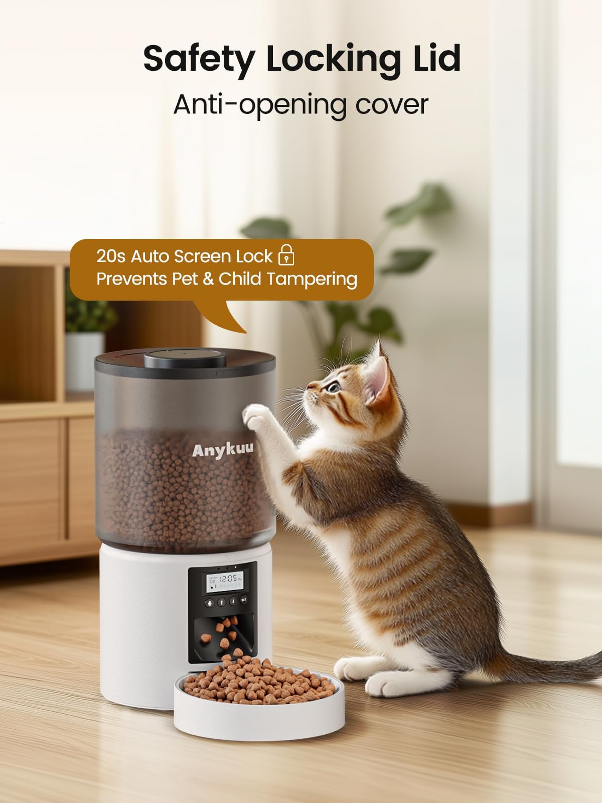 Anykuu Comedero Automático para Gatos 4L, 1-6 Comidas al Día