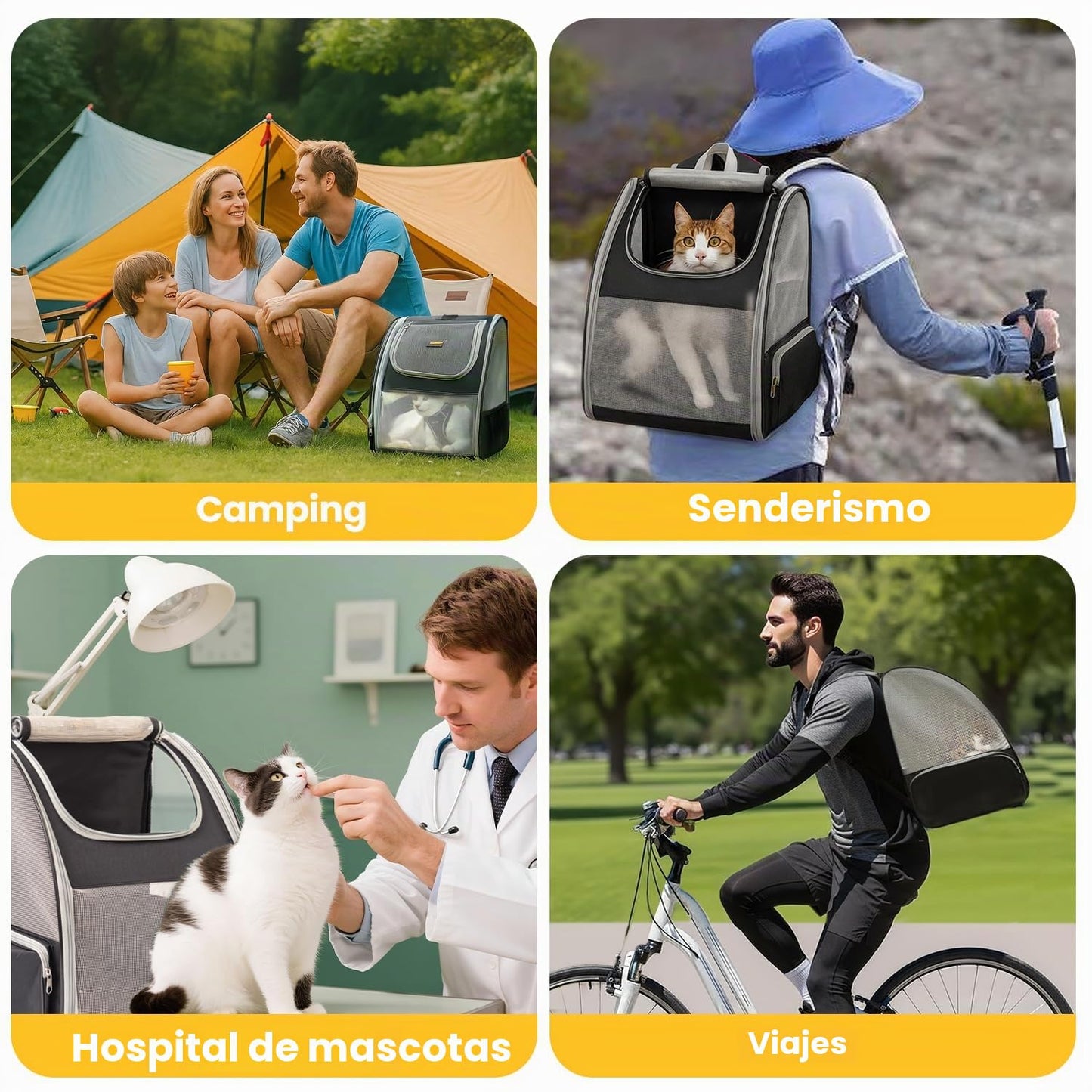 Conlun Mochila Gato y Transportin Perro pequeño para Perros pequeños y Gatos de hasta 7 kg, Mochila para Perros Ventanas de Malla en 3 Lados, para Viajes y Senderismo,Gris