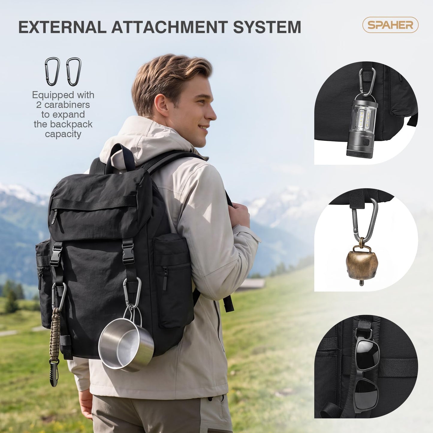 SPAHER 20L Mochila de Senderismo Trekking Impermeable para Acampar Viaje