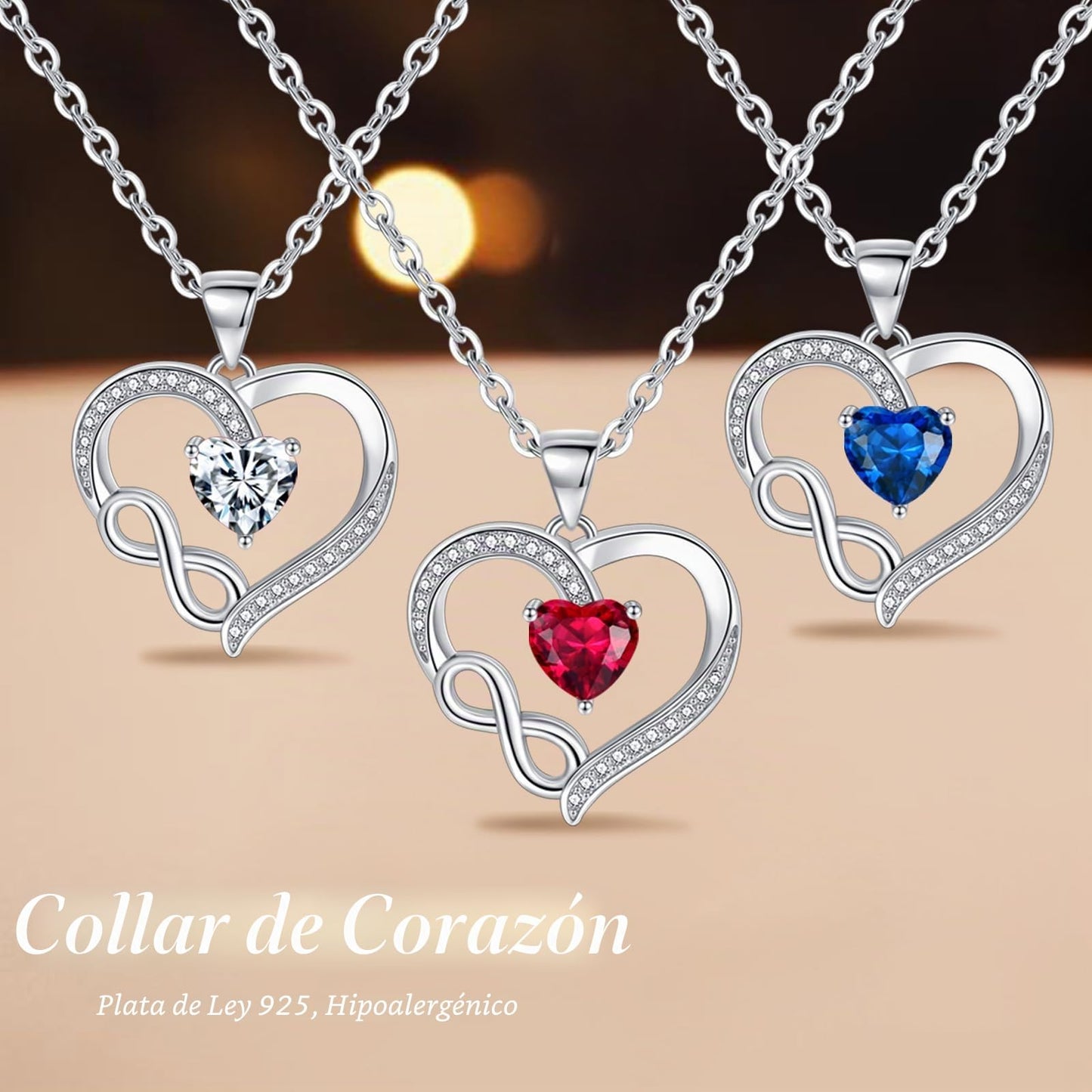 Tusuzik Collar Infinito Plata de Ley 925 con Colgante de Corazón de Amor Regalo de Joyería para Mujer
