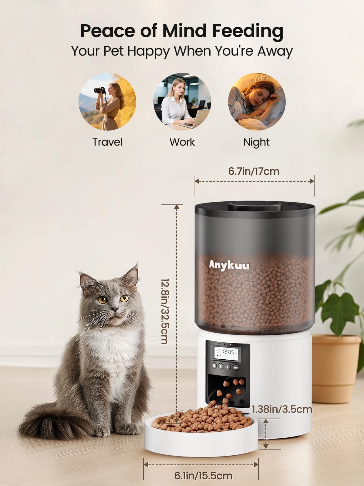 Anykuu Comedero Automático para Gatos 4L, 1-6 Comidas al Día