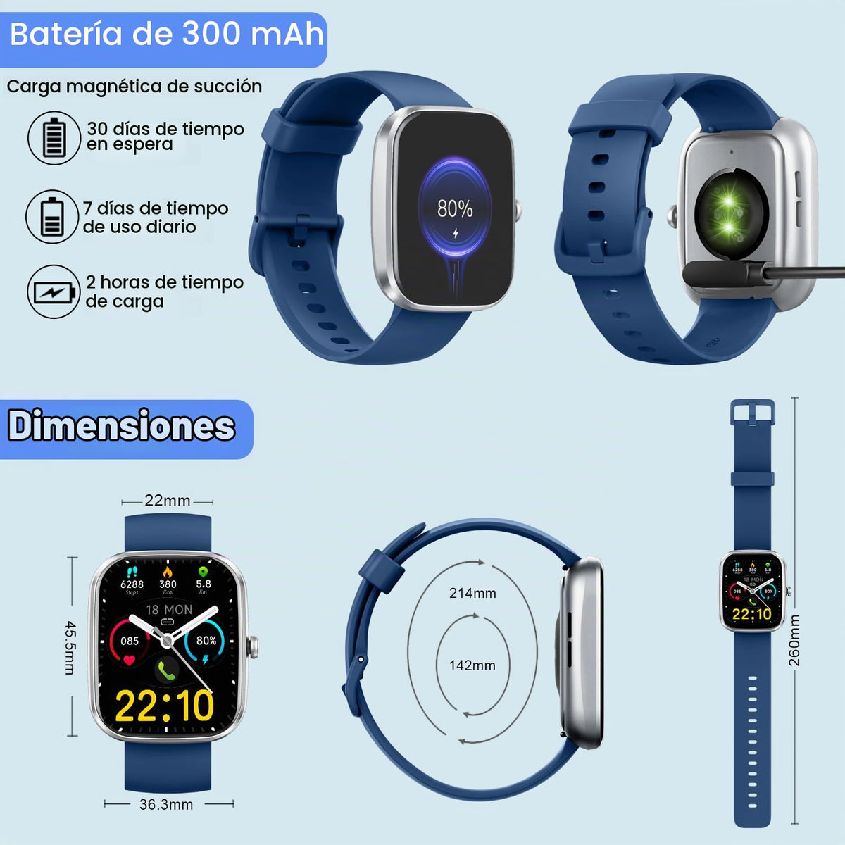 Reloj Inteligente Hombre Mujer, 1.96" Smartwatch con Llamadas Bluetooth y Whatsapp Notificación, IP68 Pulsera Actividad con 100+ Modos Deportivos, Pulsómetro, Monitor de Sueño para Android iOS