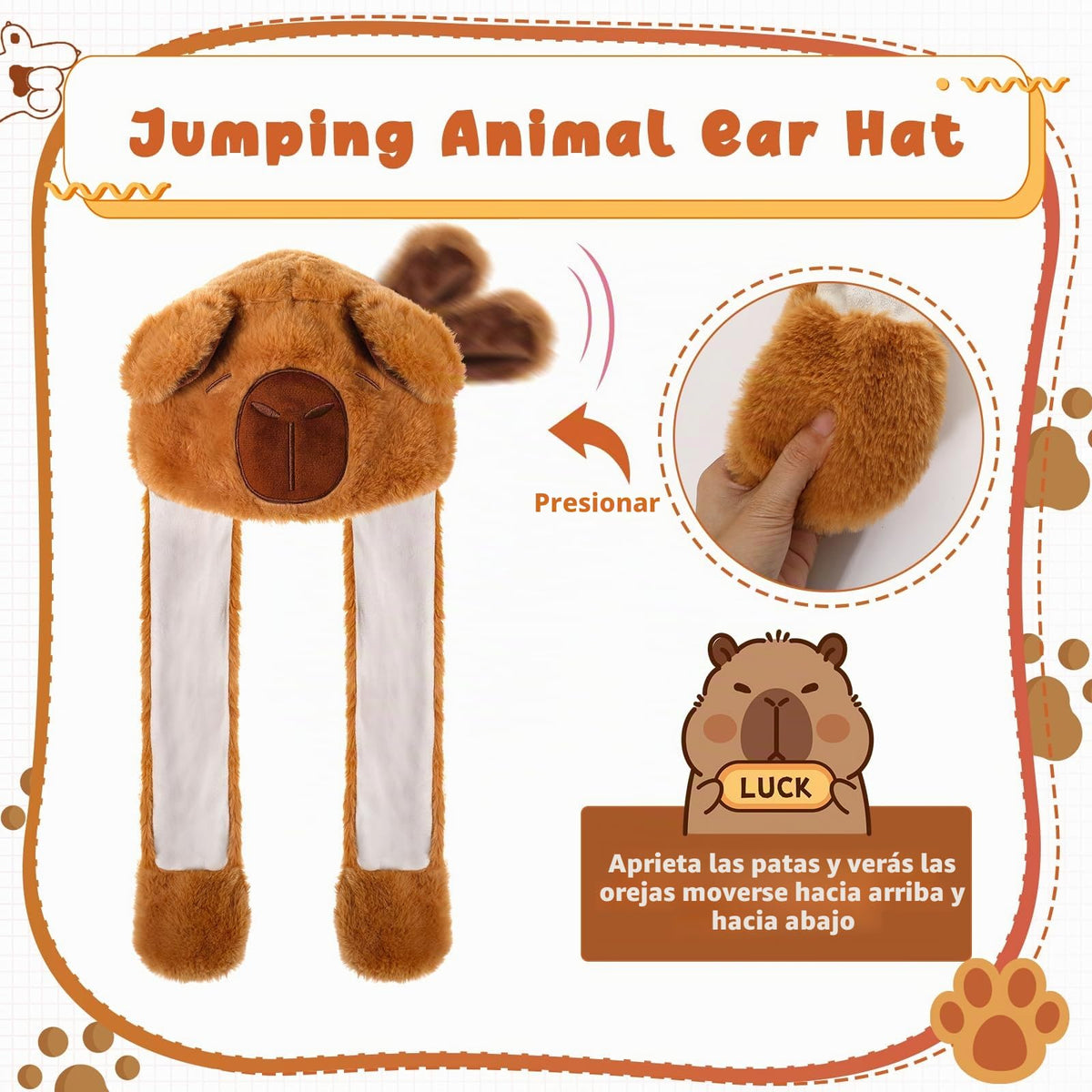 Hifot Animales Gorro Orejas Que Se Mueven, Peluche Gorro con Orejas Que Se Mueven, Sombreros Divertidos Móviles para Niñas Niños y Adultos para Halloween Navidad Carnaval Cumpleaños Fiestas Regalo