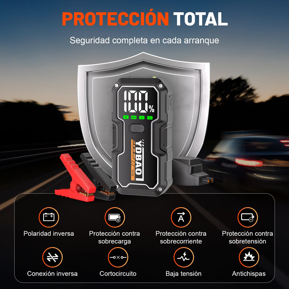 YDBAO Arrancador de Coches 10000A 12V para Todo Gas o 10L de Diésel