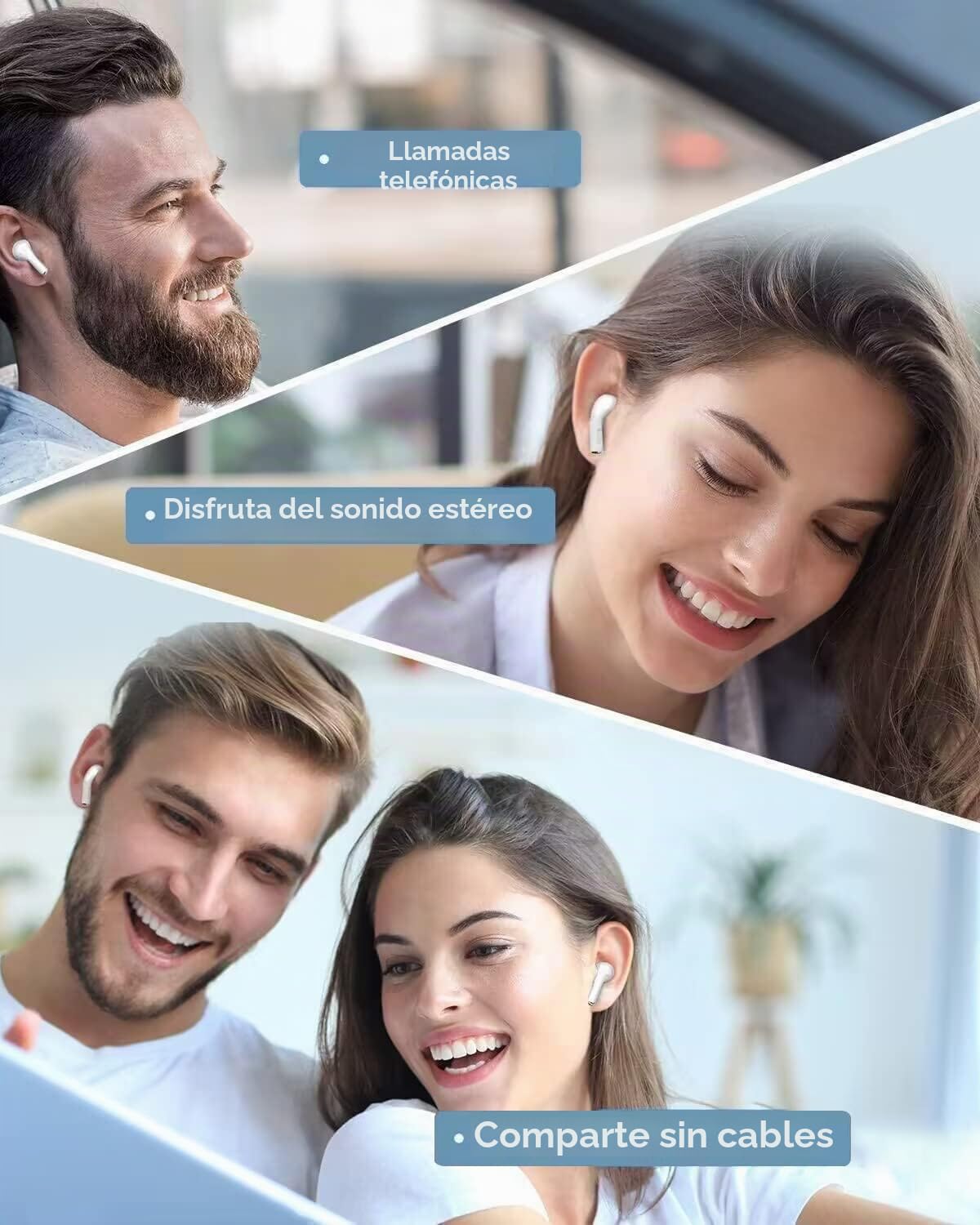 Auriculares Inalámbricos, 2026 Auriculares Bluetooth 5.4 con Reducción de Ruido ENC, 48H con Graves, Cascos Inalambricos IPX8 Impermeable, Control Táctil, Audifonos Inalambricos para iPhone/iOS/Galaxy