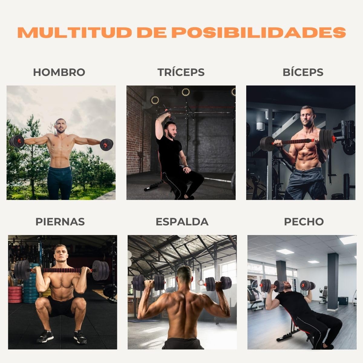 Mobiclinic® fitness, Mancuernas ajustables, 2 en 1, Extenfit, Peso de 2-20 kg, Incluye y barra extensión acolchada, Tuercas antideslizantes, Acero resistente, Gym casa