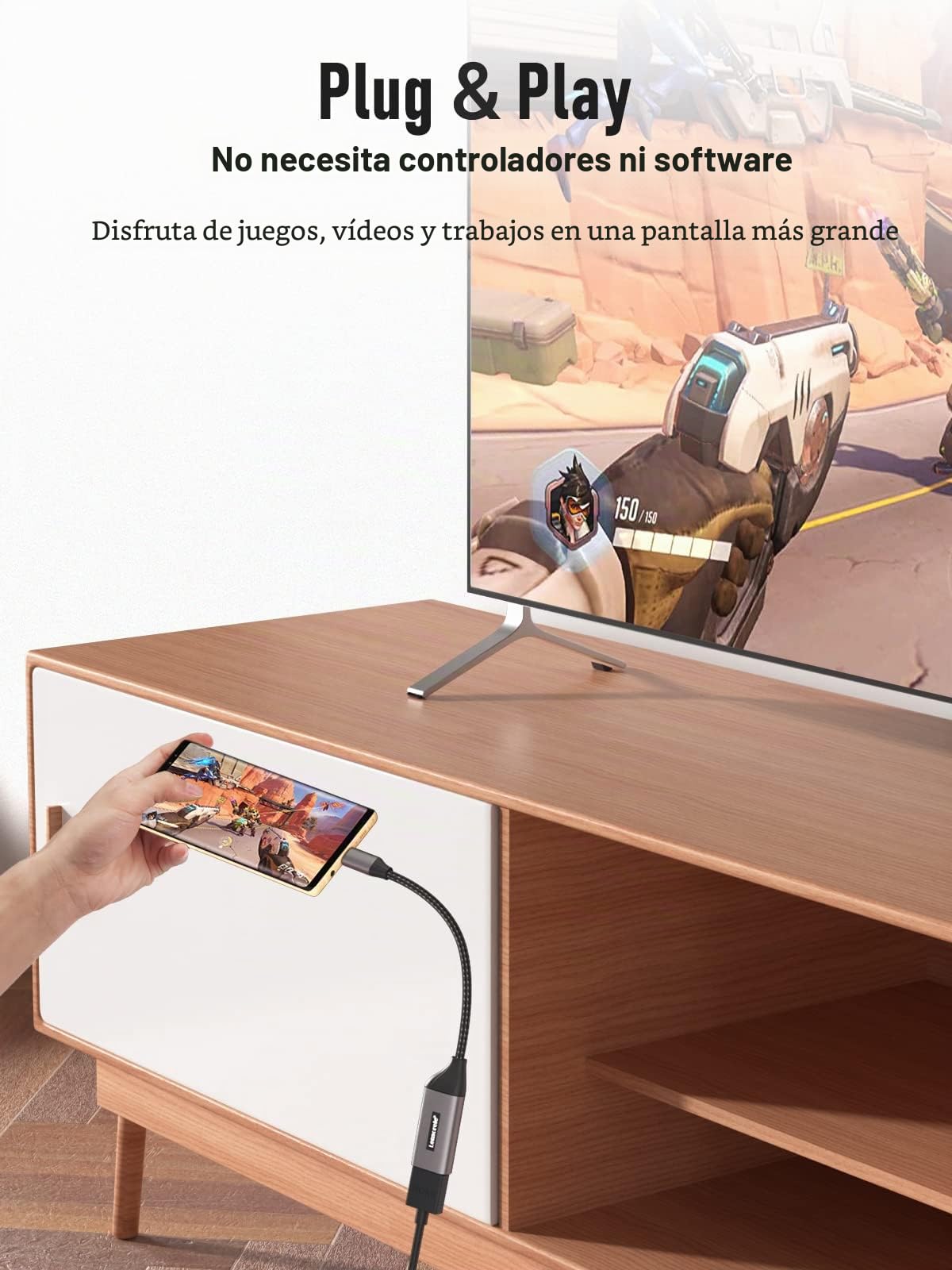 Lemorele Adaptador USB C a HDMI(4K@30 Hz) - USB C HDMI con Carcasa de Aluminio y Cable de Nailon. Adaptador HDMI Compatible con MacBook Air/Pro M1, iPad M1, Teléfono Móvil, Switch, Windows y más