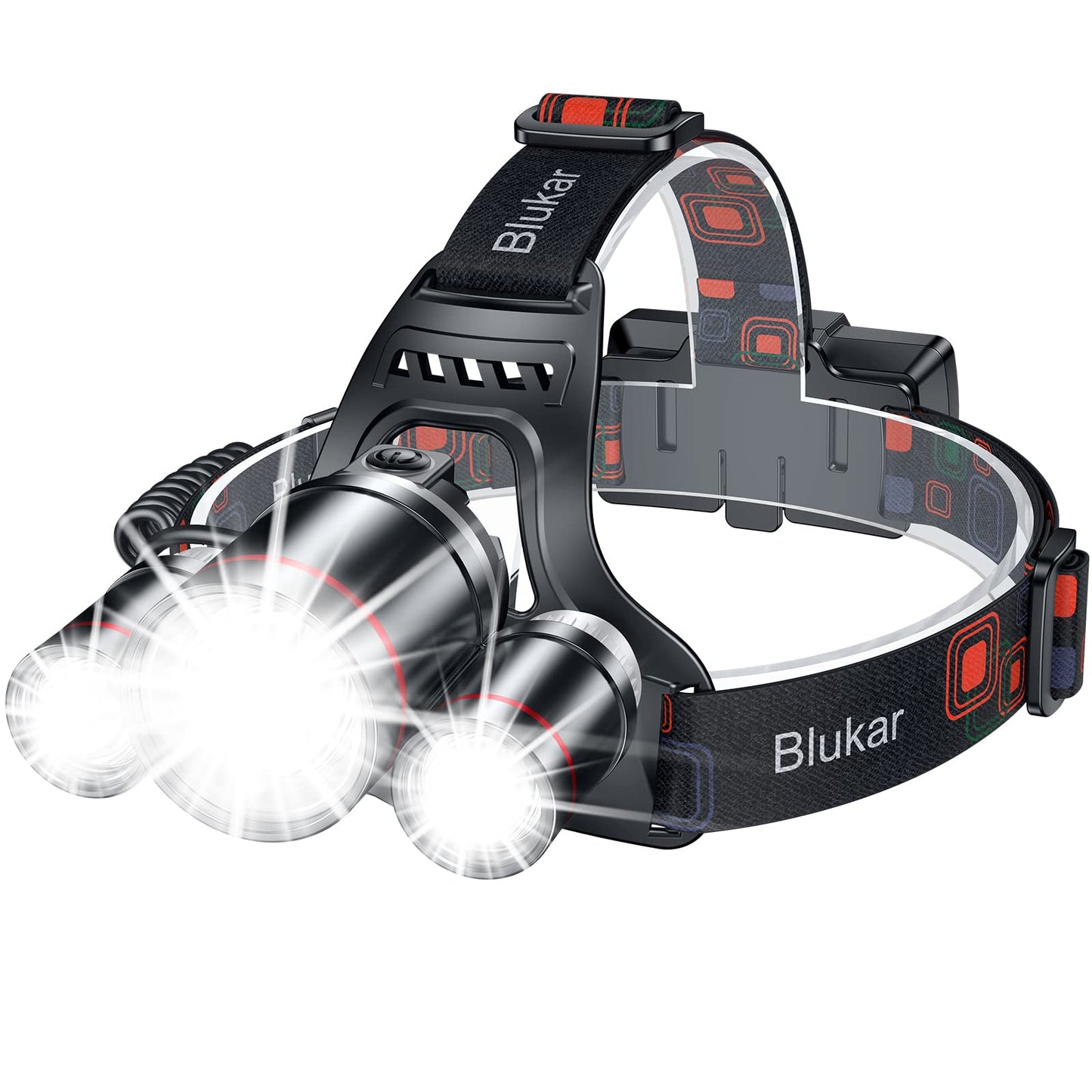 Blukar Linterna Frontal Led Recargable,8000L Superbrillante Linterna Cabeza