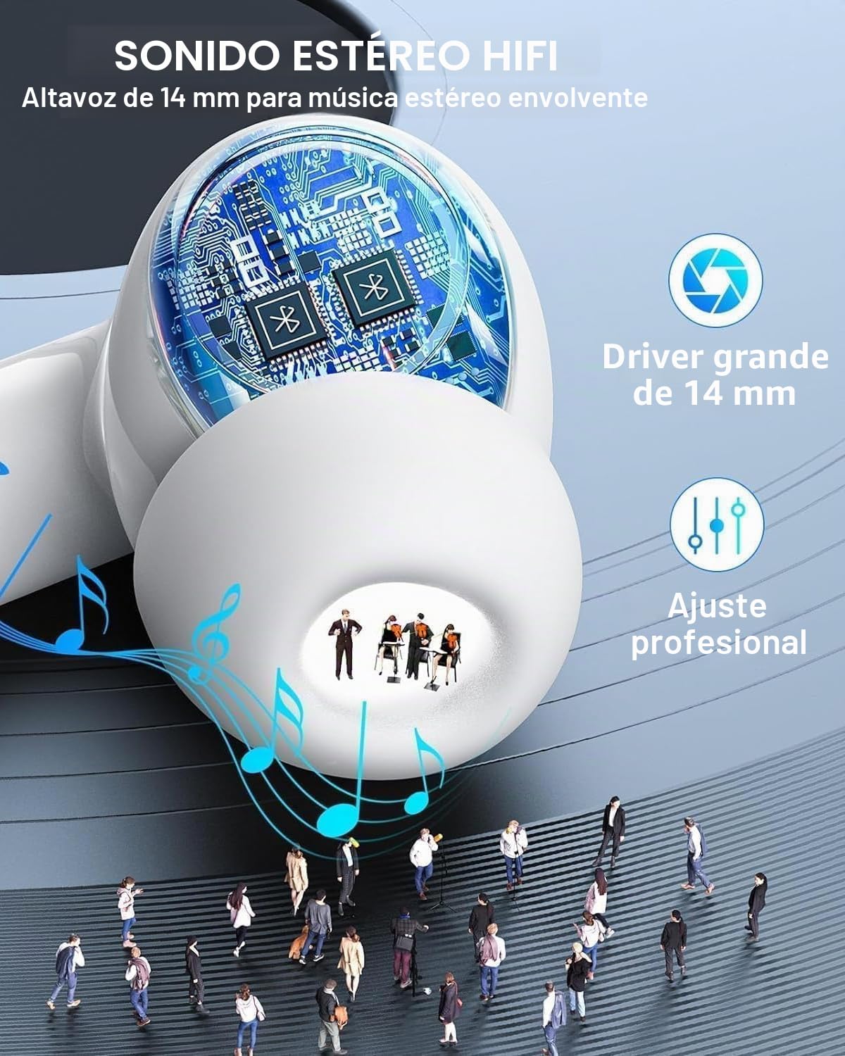 Auriculares Inalámbricos, 2026 Auriculares Bluetooth 5.4 con Reducción de Ruido ENC, 48H con Graves, Cascos Inalambricos IPX8 Impermeable, Control Táctil, Audifonos Inalambricos para iPhone/iOS/Galaxy