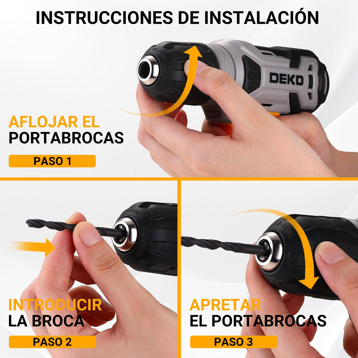 DEKO Caja Herramientas Completa con Destornillador Electrico/Taladro con bateria de 8V, Maletin de 126 Piezas, Caja profesional de herramientas Domésticas de Bricolaje para Oficinas y Jardín, Gris