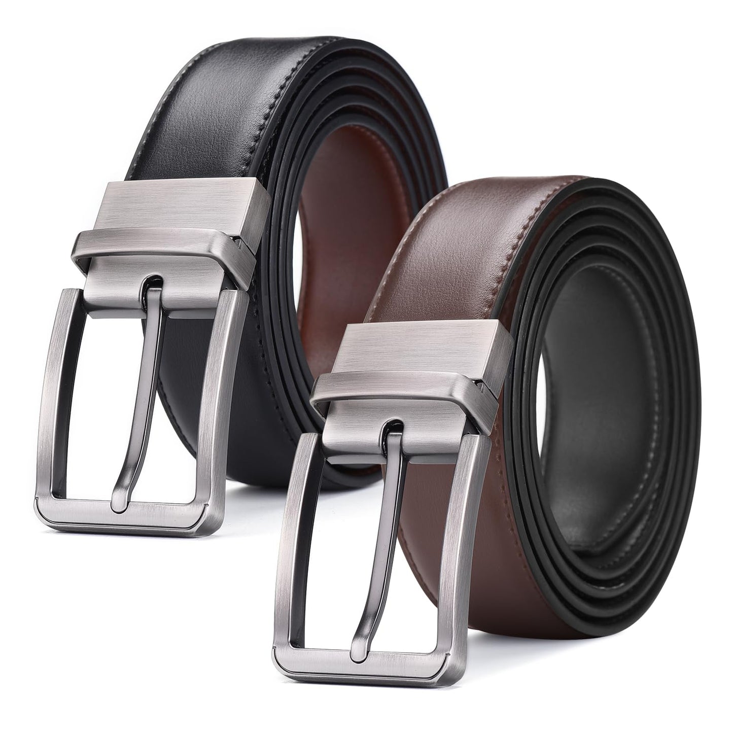 AivaToba Cinturón Hombre Cuero,Cinturón Reversible Hombre Negro y Marrón 34mm,adecuado para trajes, vaqueros, ocasiones informales y De negocios