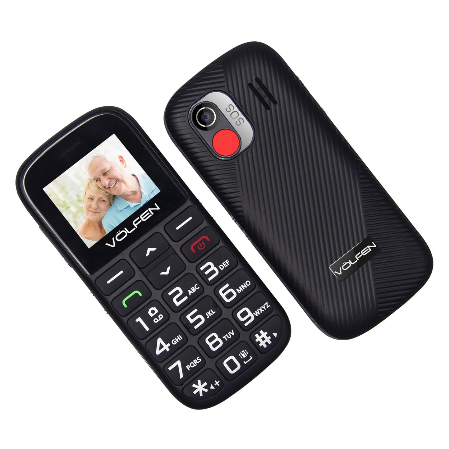 Astro SR - Teléfono Móvil para Personas Mayores con Botón SOS y Base Cargadora, Teclas Grandes Volumen Alto, USB-C, Teclado con Voz, Batería 1400mAh, Fácil de Usar Celular para Ancianos – Color Negro