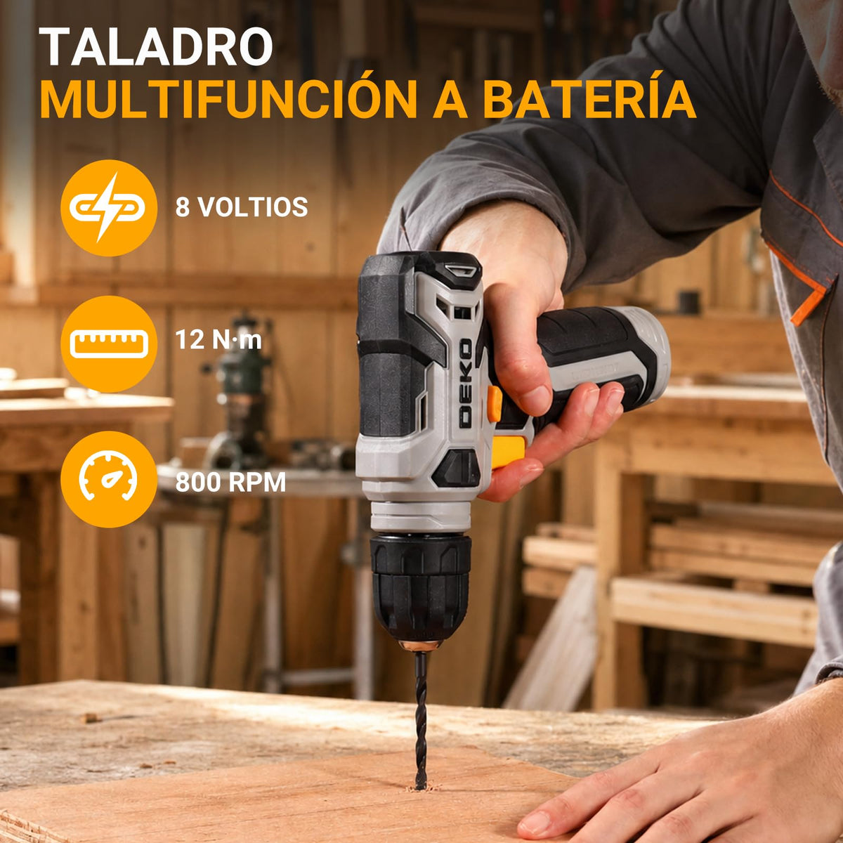 DEKO Caja Herramientas Completa con Destornillador Electrico/Taladro con bateria de 8V, Maletin de 126 Piezas, Caja profesional de herramientas Domésticas de Bricolaje para Oficinas y Jardín, Gris