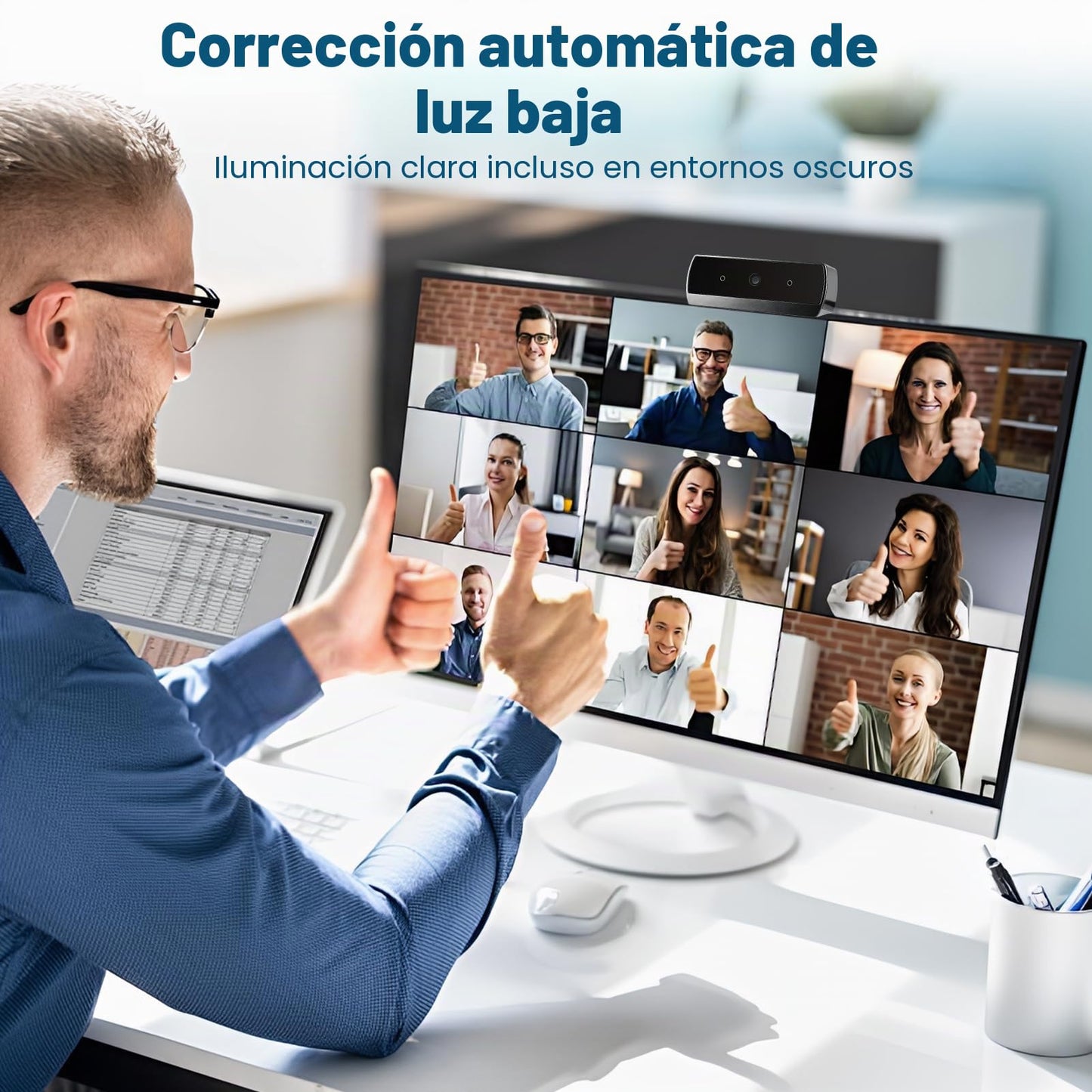 Webcam Full HD 1080P 30FPS con Microfono USB Plug Play Enfoque Automático