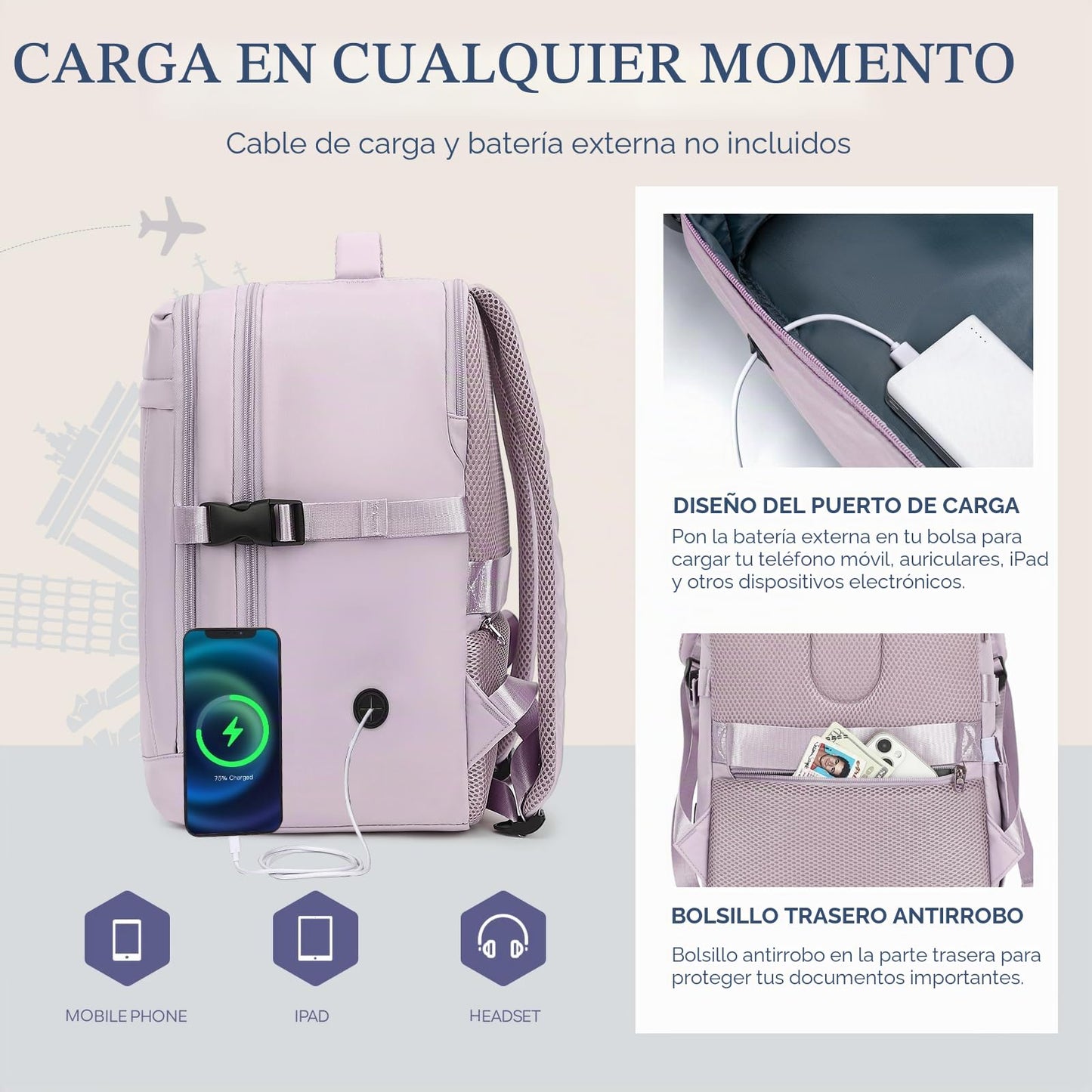 Yankony Mochila Viaje Cabina Avion 40x30x20 para Ryanair 24L
