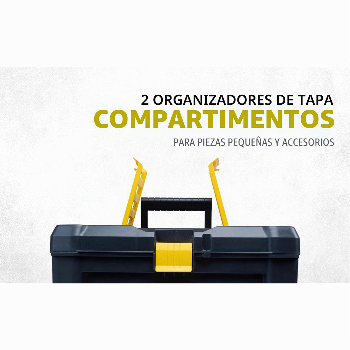 STANLEY Caja de herramientas de plástico con cierre de plástico, 40,6 x 20,5 x 19,5 cm, asa ergonómica, organizadores en la tapa, bandeja interior extraíble, orificio para candado, STST1-75517