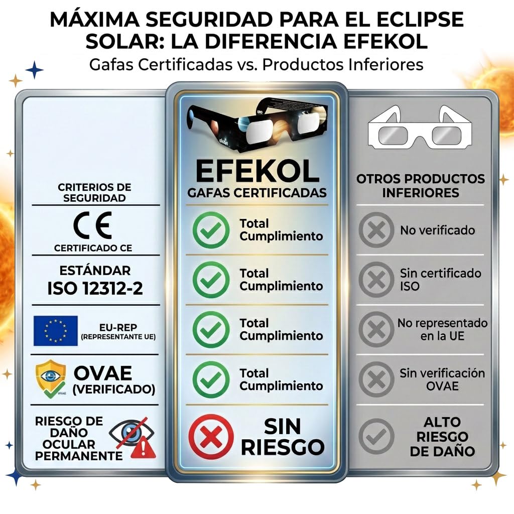 efekol Gafas Eclipse Solar Homologadas - Certificación CE y EN ISO 12312-2