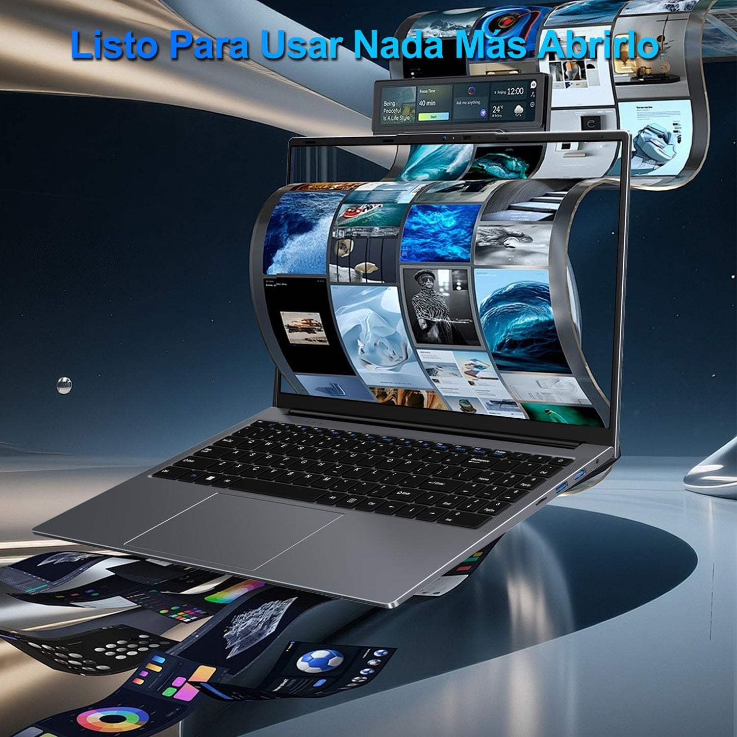 Ordenador Portátil 15,6 Pulgadas Celeron N5095 2,9 GHz Win11 Pro 8GB 256GB SSD Expansión 1TB 5G WiFi 1920x1080 FHD BT4.2 HDMl USB 3.0 Portatil con Ratón Inalámbrico y Teclado Español Membrana - Gris-A