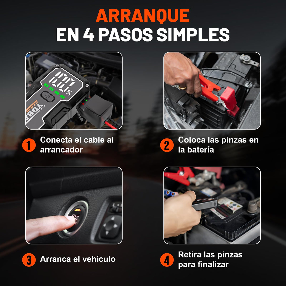 YDBAO Arrancador de Coches 10000A 12V para Todo Gas o 10L de Diésel
