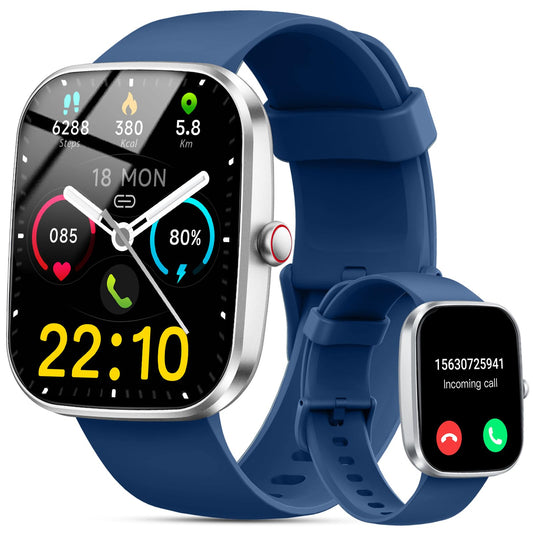 Reloj Inteligente Hombre Mujer, 1.96" Smartwatch con Llamadas Bluetooth y Whatsapp Notificación, IP68 Pulsera Actividad con 100+ Modos Deportivos, Pulsómetro, Monitor de Sueño para Android iOS
