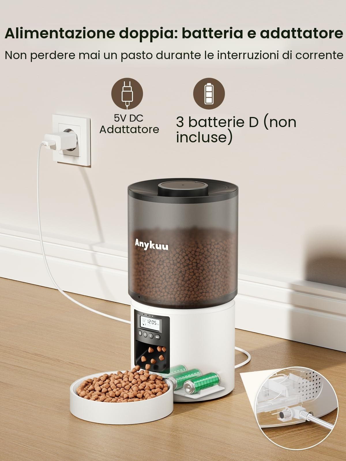 Anykuu Comedero Automático para Gatos 4L, 1-6 Comidas al Día