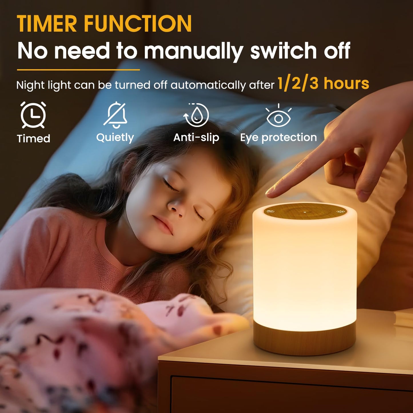 NIWOHOM Lamparas de Mesita de Noche, 256 RGB Color y 5 Modos,Recargable USB