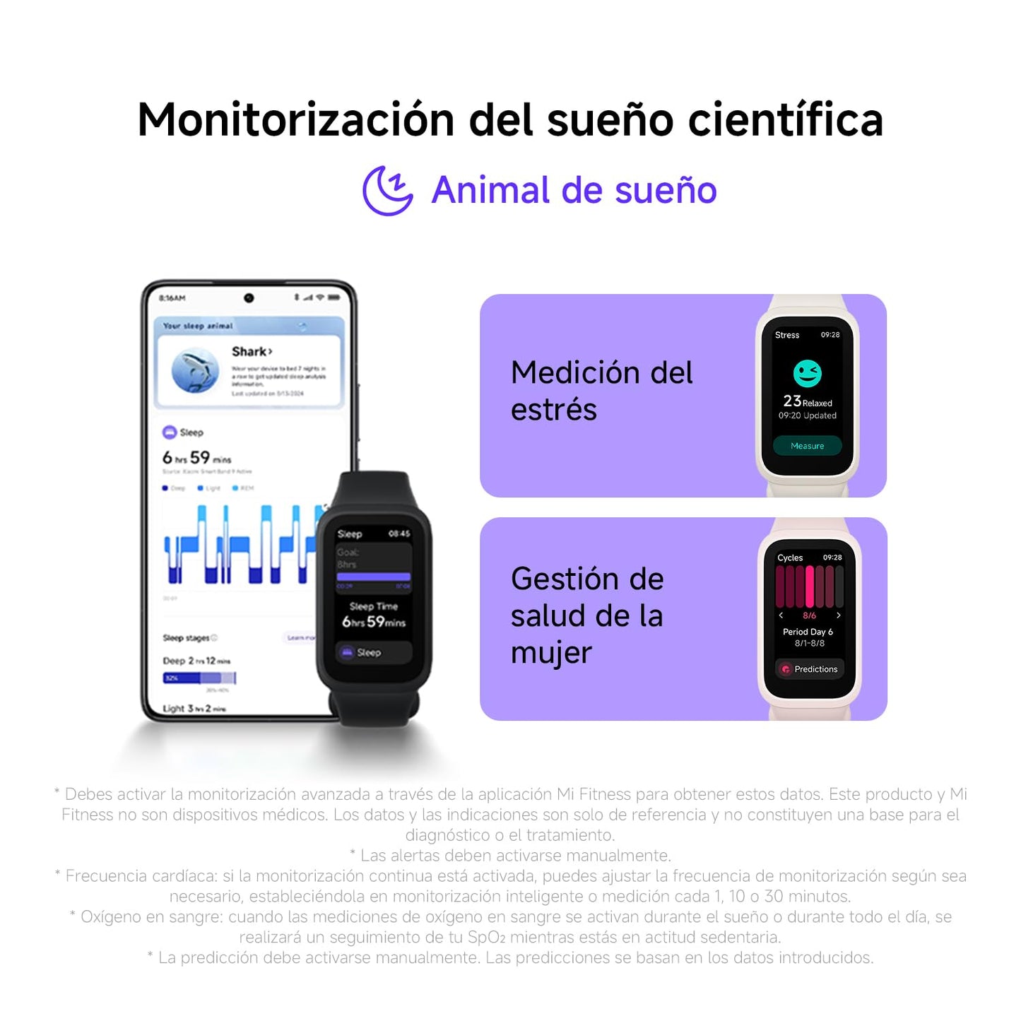 XIAOMI Smart Band 9 Active - Pulsera de Actividad, autonomía de hasta 18 días, Pantalla TFT de 1,47" con tasa de refresco de 60 Hz, 5ATM, App Mi Fitness, Negro (Versión ES)