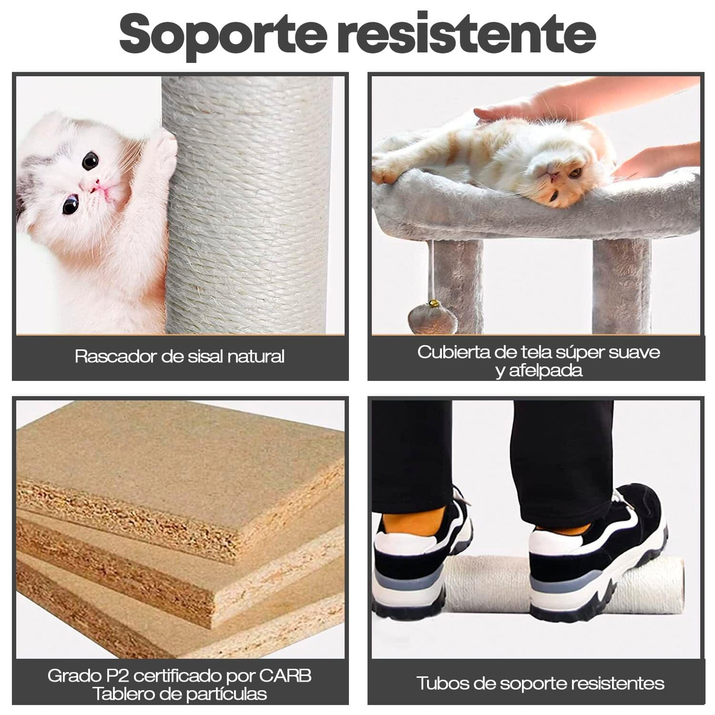 Edipets, Rascador para Gatos, Arbol Gato, 3 Niveles, 56x120x58cm, Alto, Postes de Sisal, Hamaca, con Cama, Caseta, Suave, con Bolas para Jugar (Gris)