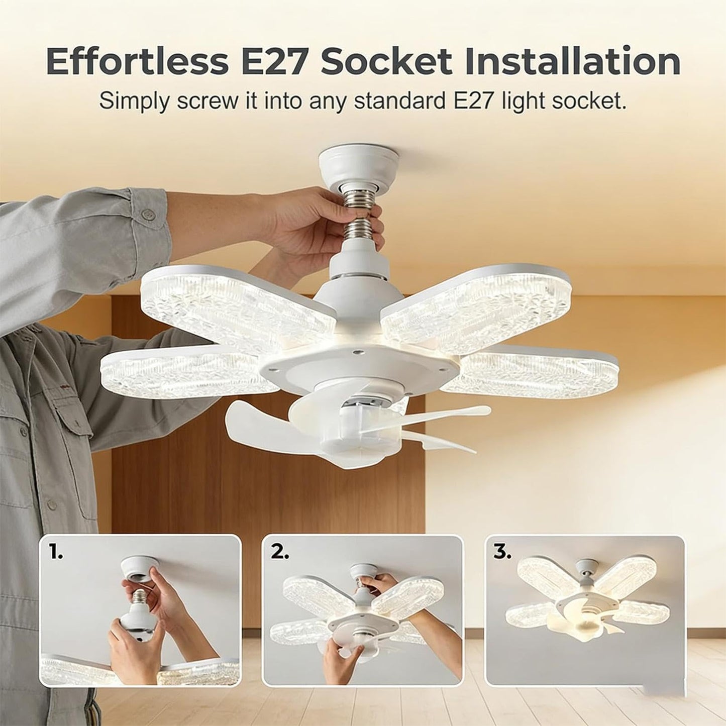 Ventilador De Techo Con Luz Efecto 6 velocidades de bombilla