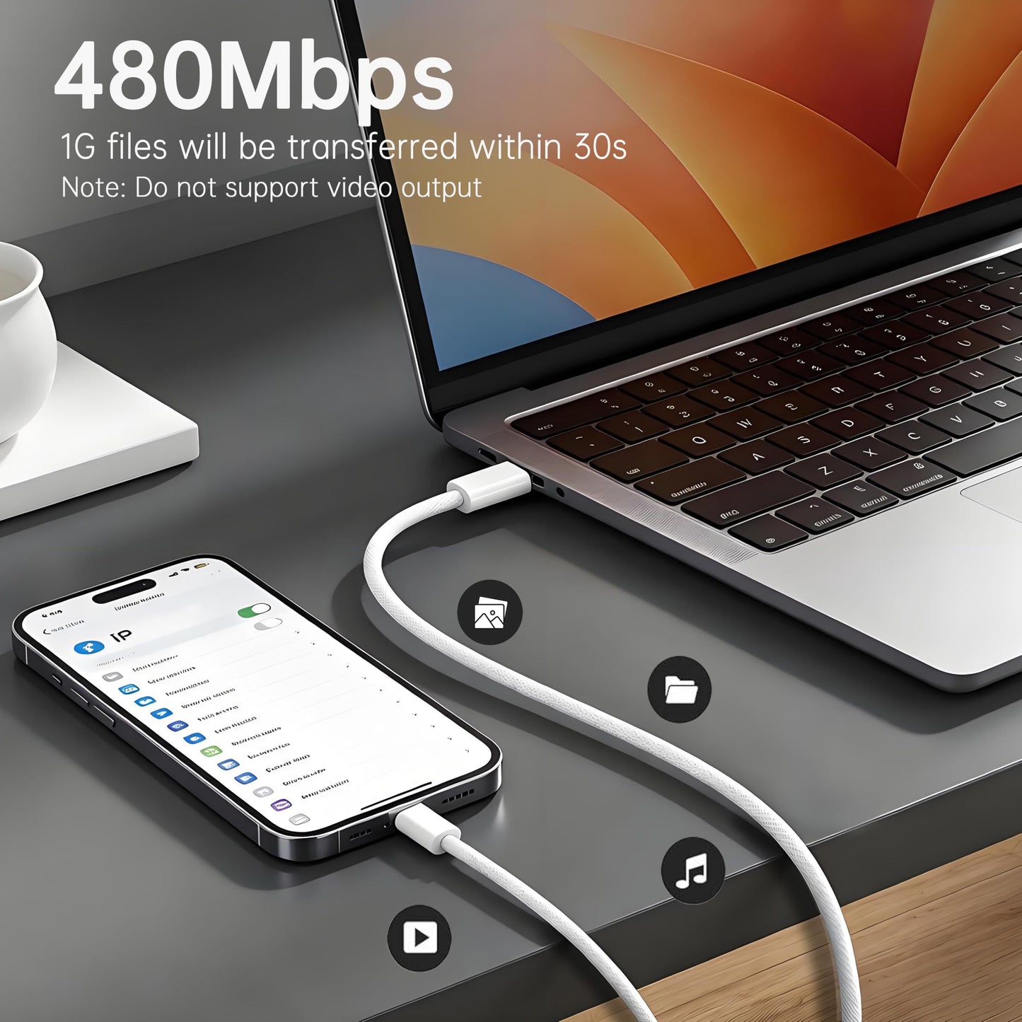 YISH Cable USB C Carga Rapida 60W PD 3.0 - [2Pack 1M] USB C a USB C Cable Carga Rapida Tipo C Nylon Compatible con iPhone 17 16 15 Plus Pro Max Samsung Galaxy S26 S25 S24 S23 A53 Pixel 10 9 8
