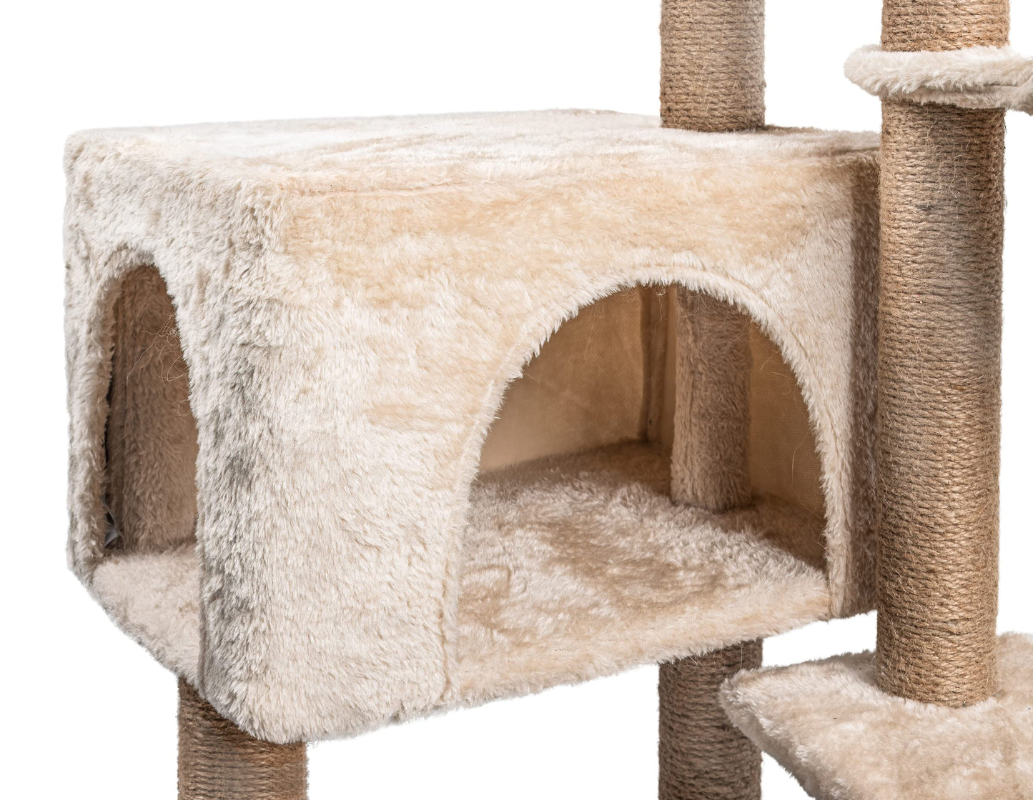 HOMIDEC Árbol Rascador para Gatos, 145cm, Torre de Escalada Estable con Varios Niveles, Actividades para Gatos con 7 Postes de sisal, 5 Plataformas, 2 nidos