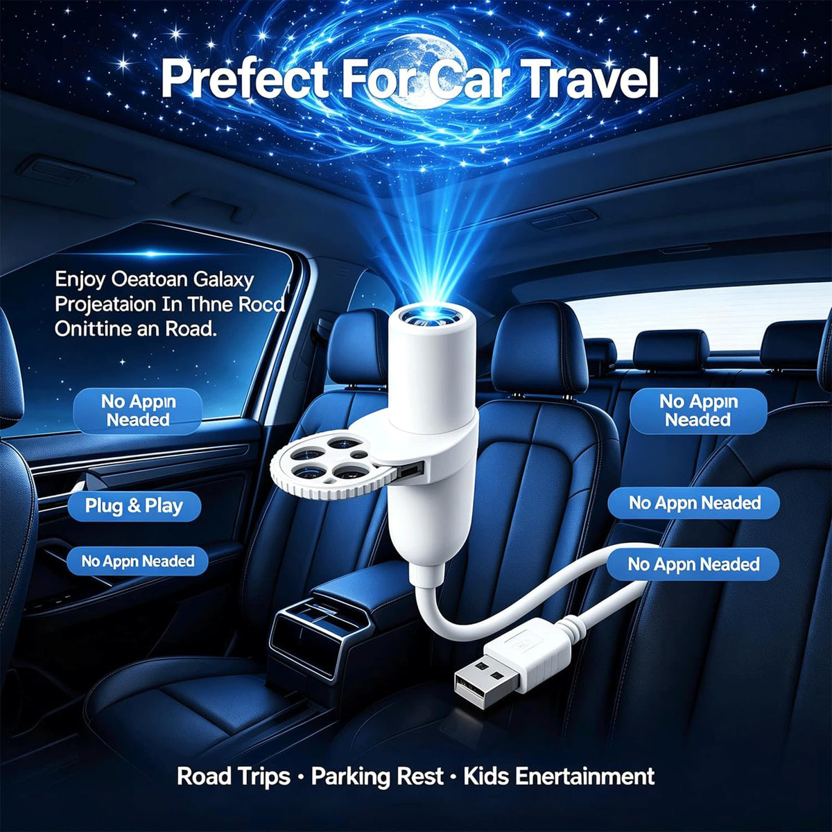 KQLHLHDYZ Luz nocturna con proyector de galaxias, proyector holográfico 5D con 15 motivos, alimentación por USB, ajustable en 360°, proyector de luna y estrellas para el dormitorio