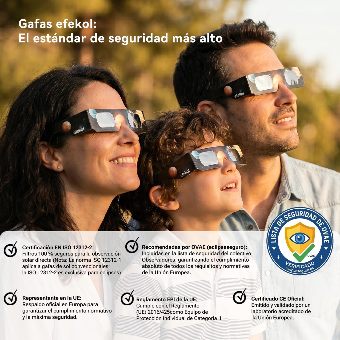 efekol Gafas Eclipse Solar Homologadas - Certificación CE y EN ISO 12312-2