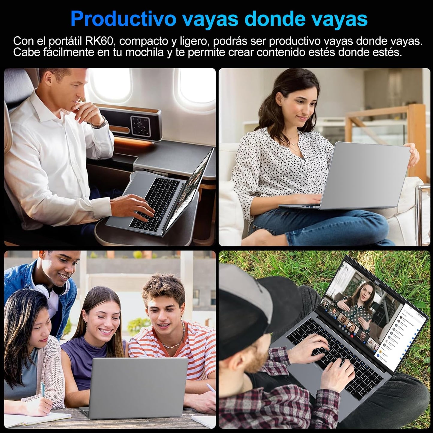 Ordenador Portátil 15,6 Pulgadas Celeron N5095 2,9 GHz Win11 Pro 8GB 256GB SSD Expansión 1TB 5G WiFi 1920x1080 FHD BT4.2 HDMl USB 3.0 Portatil con Ratón Inalámbrico y Teclado Español Membrana - Gris-A