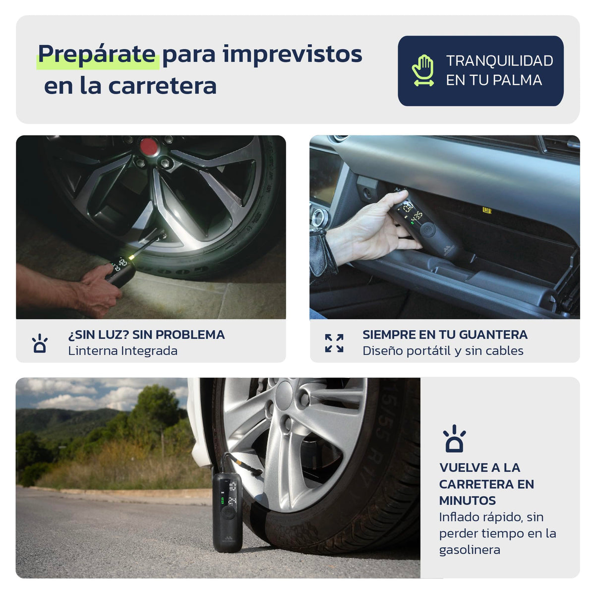 Woowind Inflador Ruedas Coche, Bici y Moto, Apagado Automático, 10,3 Bar
