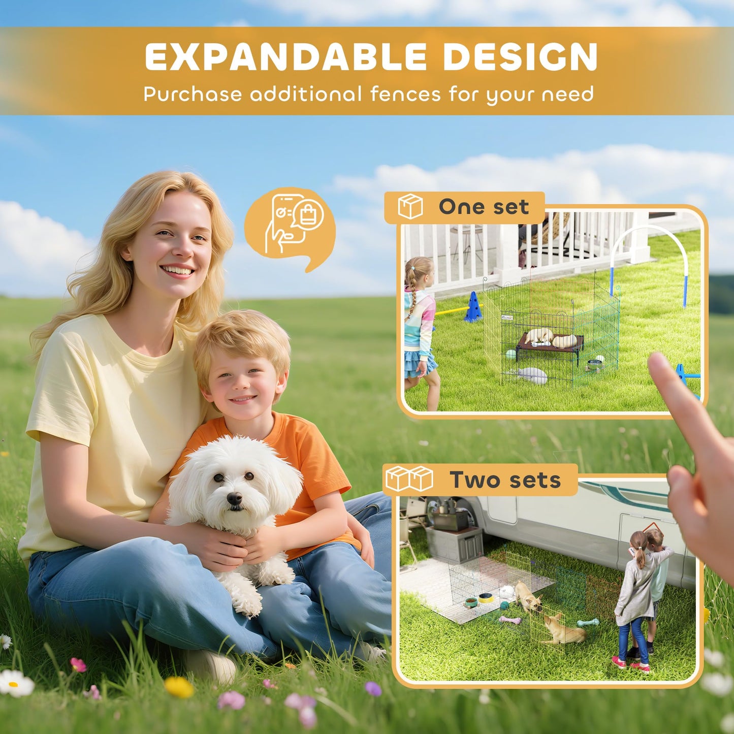 PawHut Parque Plegable para Perros de 6 Paneles Ø120x60 cm Multicolor