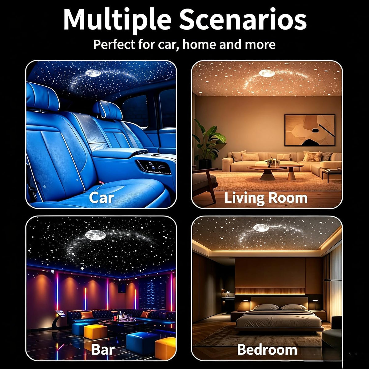 KQLHLHDYZ Proyector de luz nocturna, proyector de luz nocturna holográfica HD dinámico 5D, proyector de estrellas HD Plug and Play, proyector HD ajustable de 360° para techo de dormitorio