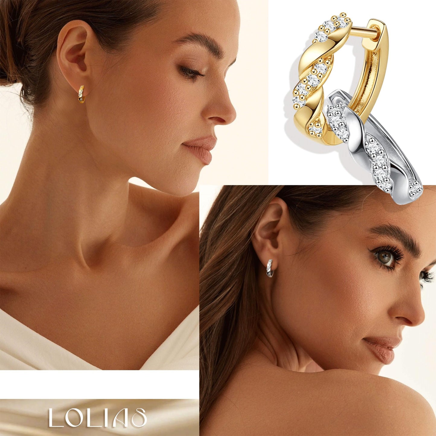 LOLIAS Pendientes Mujer Plata Ley 925 Dorados Aretes