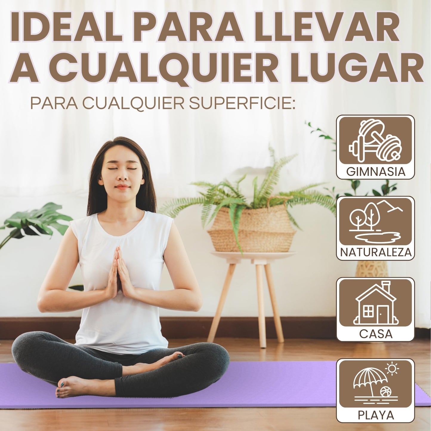 POPYS® Esterilla Yoga Antideslizante con Correa de Transporte | Esterilla Yoga y Pilates ligera | Perfecto para Actividad diaria