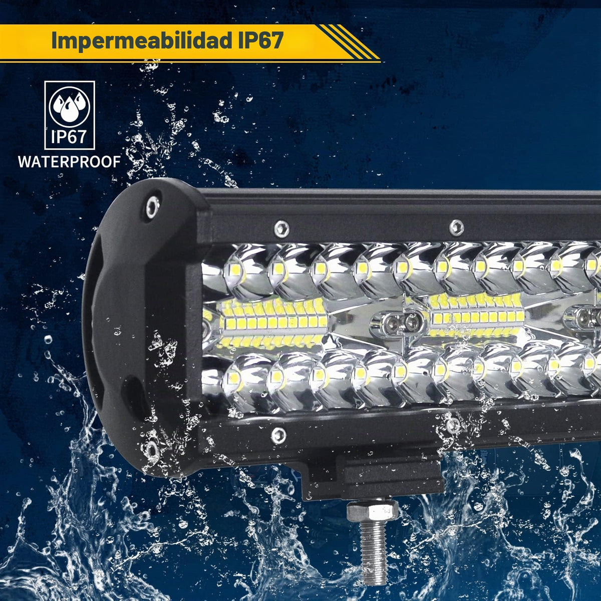 Willpower Barra LED 4x4 15" 300W + Focos LED Tractor 4" 12V 24V, Cableado